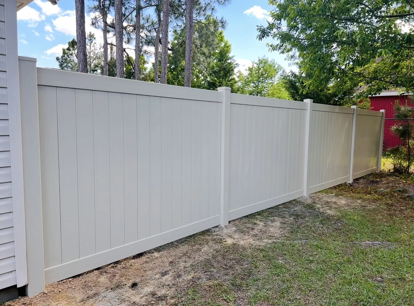 Vinyl fence installed by Owens Fence Company